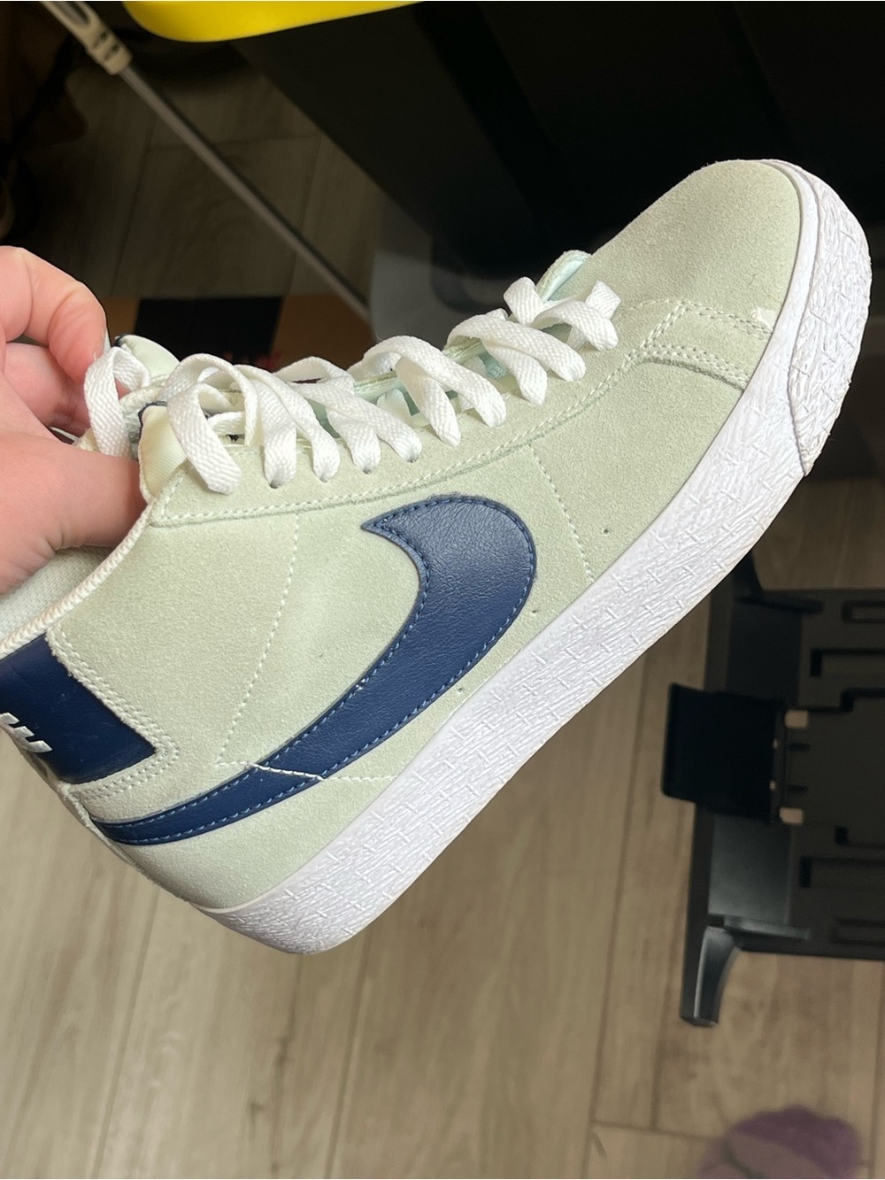 Nike High-Top Sneakers in Mint Green with Navy Swoosh